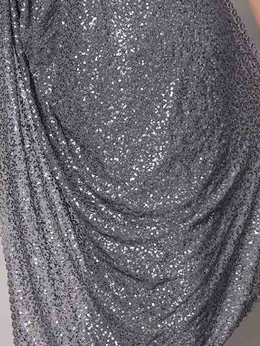 Sparkling gray sequin ethnic gown fabric detail, perfect for festive occasions and parties.