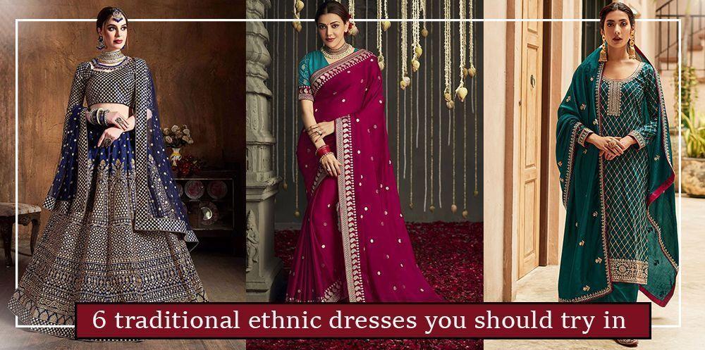 Women wearing designer Indian lehenga choli, saree, and salwar kameez, Ethnic Plus fashion
