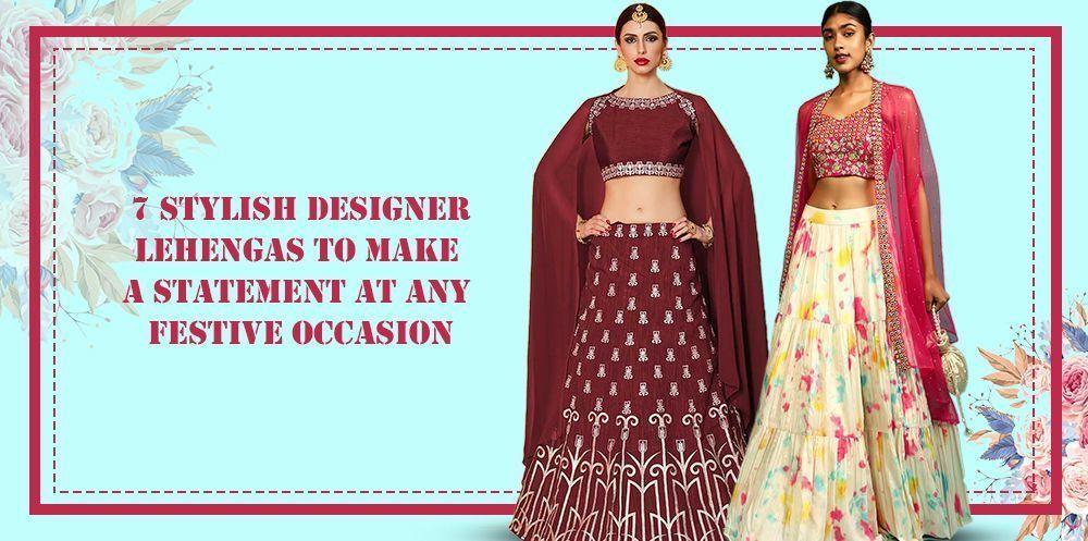 Two women in designer lehenga choli outfits, Ethnic Plus festive Indian ethnic wear fashion