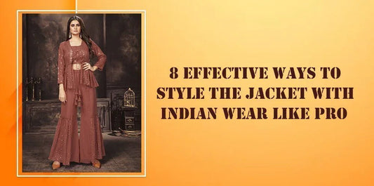 Woman in maroon ethnic jacket with flared pants, Indian wear fashion styling tips banner