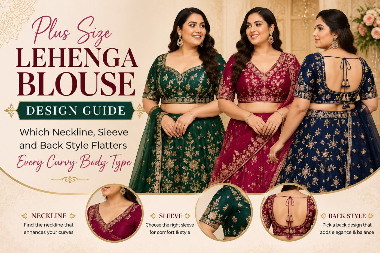 Plus Size Lehenga Blouse Design Guide: Which Neckline, Sleeve and Back Style Flatters Every Curvy Body Type