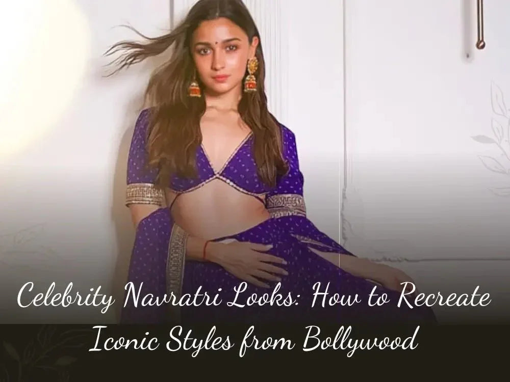 Woman in designer purple lehenga choli for Navratri, Indian ethnic wear by Ethnic Plus