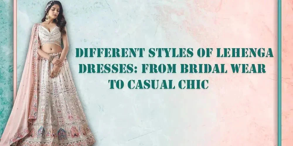 Woman in designer bridal lehenga choli, Ethnic Plus banner for Indian ethnic wear.