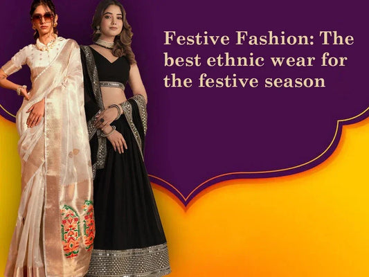 Women wearing elegant saree and lehenga choli for festive ethnic fashion