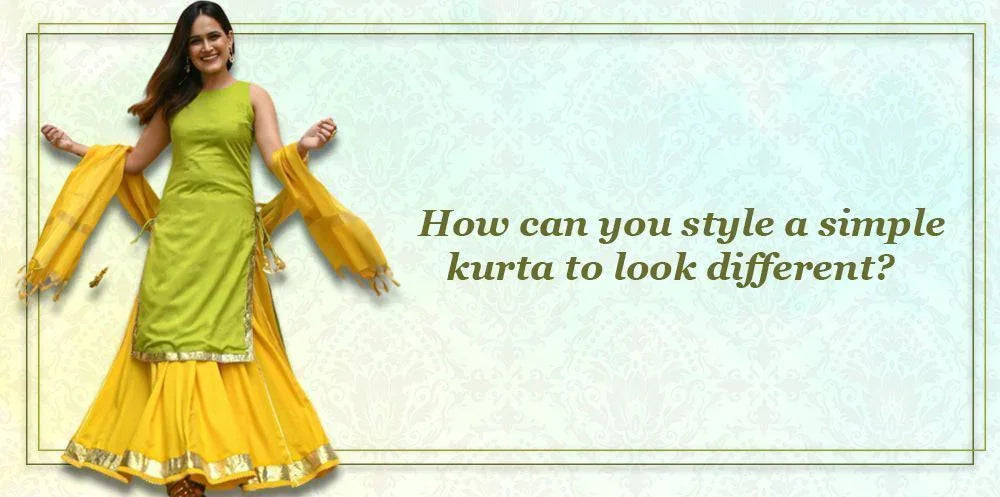 Woman in green and yellow kurta set with dupatta, ethnic Indian wear, Ethnic Plus style tips