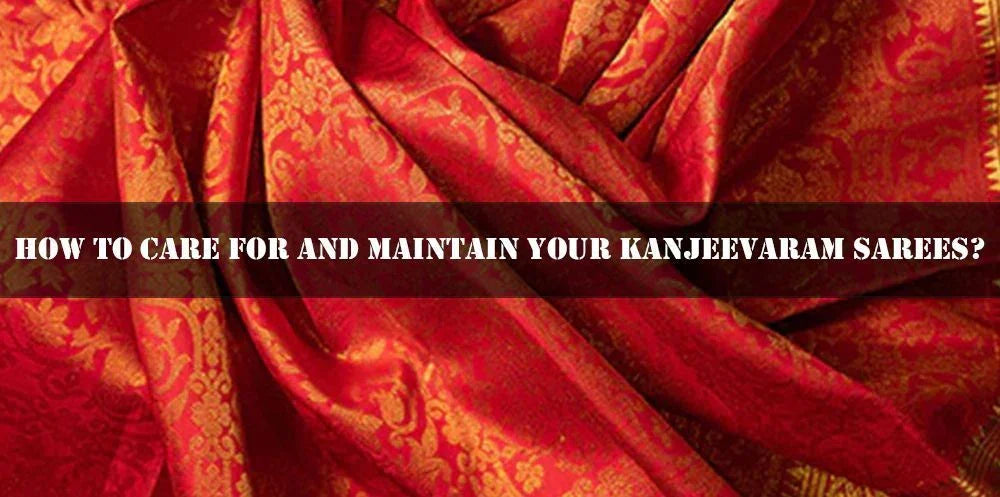 Red Kanjeevaram saree with gold zari work, Ethnic Plus Indian ethnic wear care guide