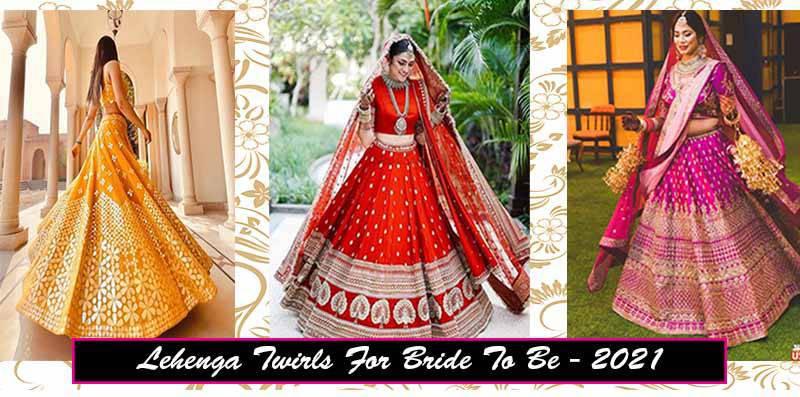 Collage of brides twirling in vibrant lehenga choli outfits, ideal for bridal fashion inspiration