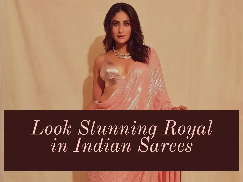 Woman in elegant pink Indian saree with necklace, Ethnic Plus ethnic wear fashion banner