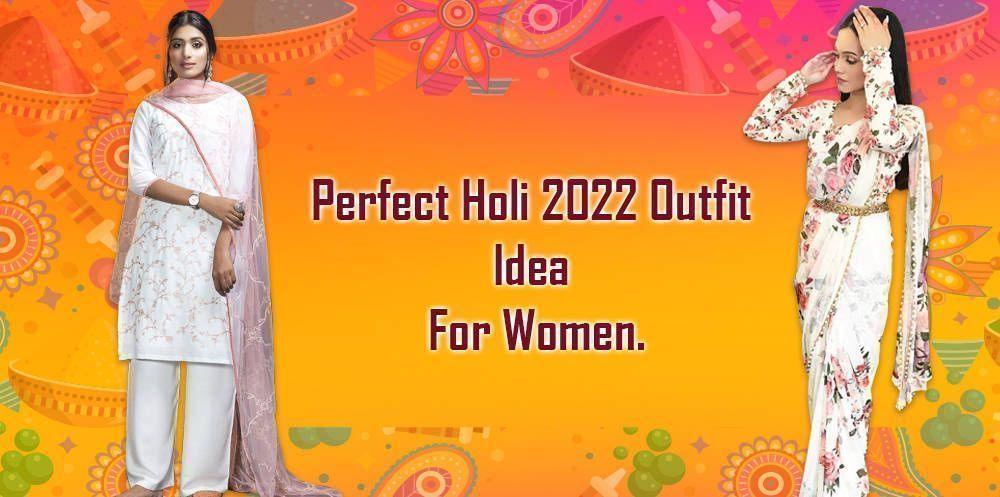 Women in designer ethnic wear suit and floral saree, Holi outfit ideas, Ethnic Plus fashion