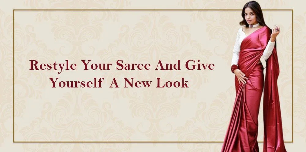 Woman in elegant maroon saree with white blouse, ethnic wear fashion, Ethnic Plus promo