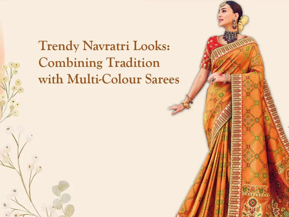 Woman in traditional multi-color saree for Navratri, Ethnic Plus ethnic wear style