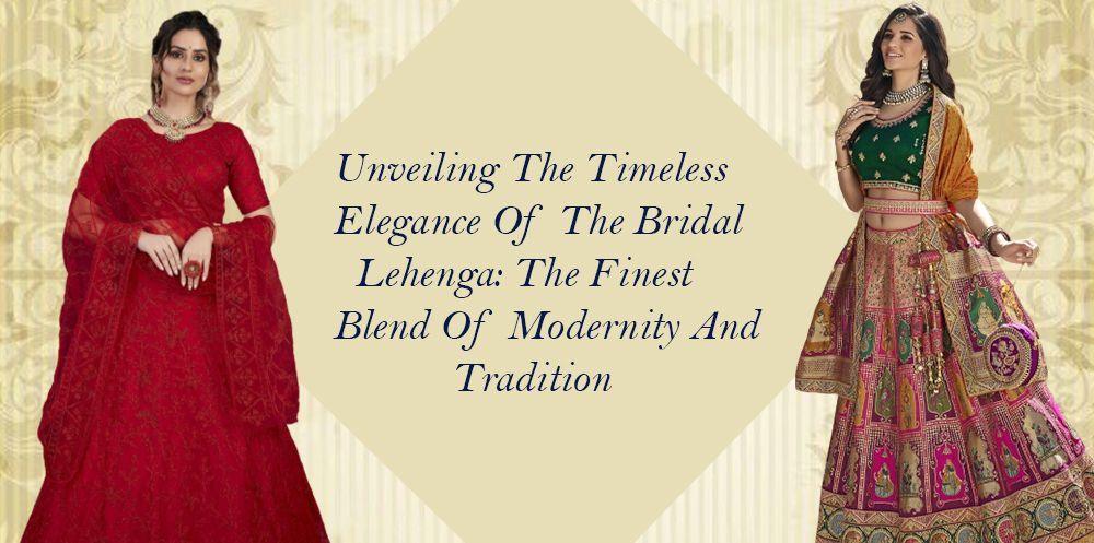 Women in designer bridal lehengas, showcasing modern and traditional Indian ethnic wear.