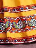 Wonderful Yellow Gamthi Work Silk Festival Rajwadi Ghaghra Choli