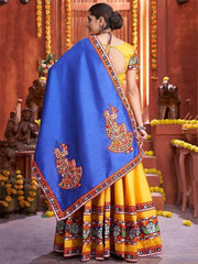 Wonderful Yellow Gamthi Work Silk Festival Rajwadi Ghaghra Choli