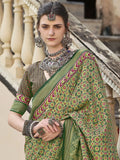 Lovely Green Patola Printed Silk Festival Wear Saree With Blouse