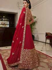 Sensational Red Sequence Embroidered Georgette Lehenga Choli