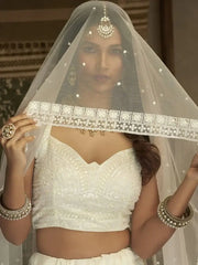 Stunning White Sequence Embroidered Georgette Lehenga Choli