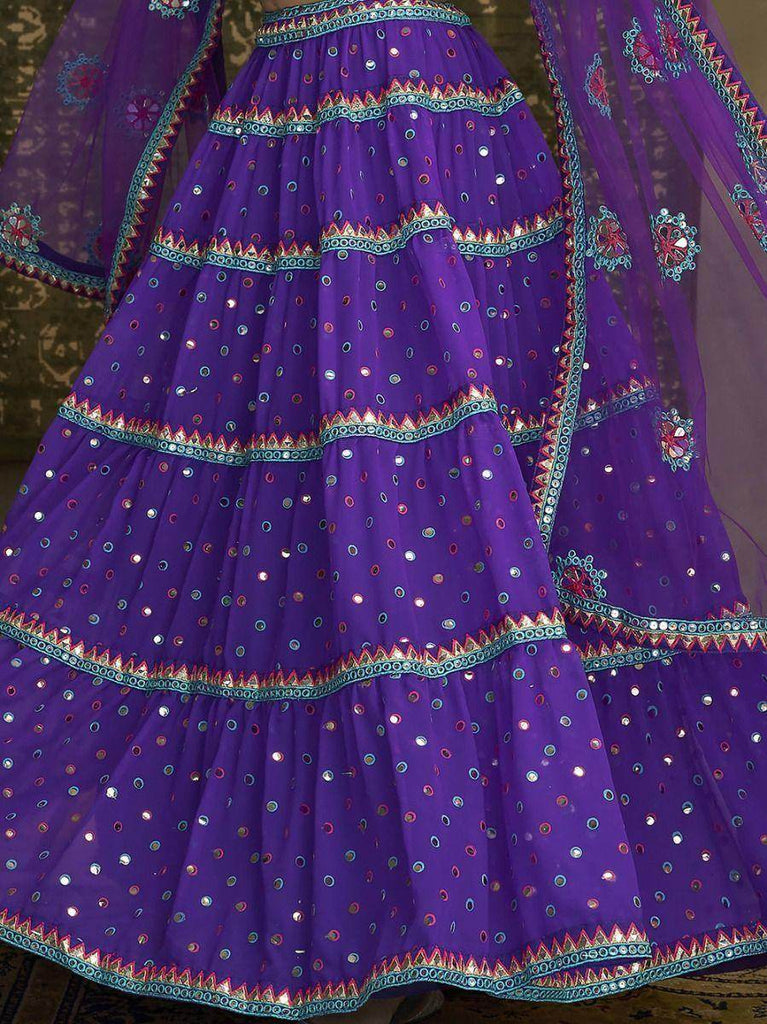 Dazzling Purple Sequence Embroidered Georgette Lehenga Choli