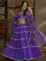 Dazzling Purple Sequence Embroidered Georgette Lehenga Choli