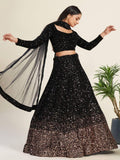 Glamorous Black Sequin Work Velvet Wedding Lehenga Choli