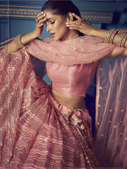 Pink Fully Sequins Net Wedding Wear Lehenga Choli With Dupatta