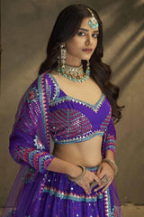 Dazzling Purple Sequence Embroidered Georgette Lehenga Choli