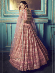Pink Fully Sequins Net Wedding Wear Lehenga Choli With Dupatta