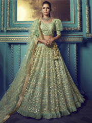 Green Heavy Sequins Wedding Wear Lehenga Choli