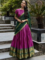 Rich Rani Pink Zari Weaving Cotton Engagement Wear Half Saree Lehenga