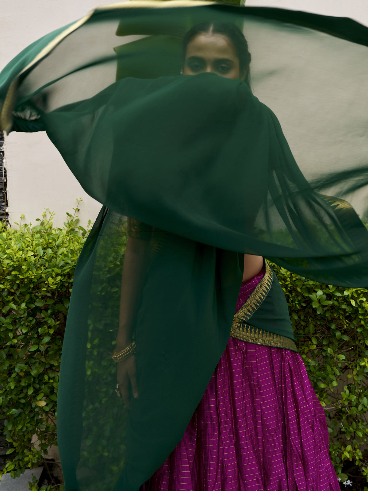 Rich Rani Pink Zari Weaving Cotton Engagement Wear Half Saree Lehenga