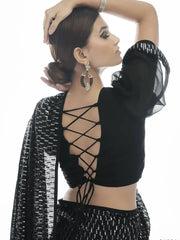 Gorgeous Black Sequins Embroidered Party Wear Georgette Saree