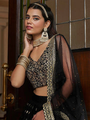 Dazzling Black Sequence Embroidered Net Lehenga Choli