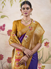 Captivating Purple Patola Printed Tussar Silk Function Wear Saree