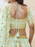 Mesmerizing Pista Embroidered Art Silk Reception Wear Lehenga Choli