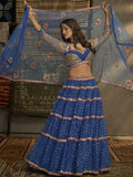 Alluring Blue Thread Embroidered Georgette Lehenga Choli