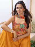 Adorable Orange Dori Embroidered Crop Top Palazzo With Dupatta