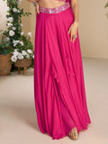 Marvelous Rani Pink Sequins Embroidered Crop Top Palazzo With Dupatta