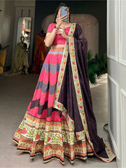 Marvelous Pink Digital Printed Silk Festival Wear Lehenga Choli