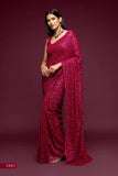 Isha Ambani Sabyasachi Pink Sequins Georgette Party Wear Saree With Blouse