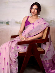 Mesmerizing Pink Cotton Weaving Event Wear Saree With Blouse