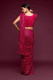 Isha Ambani Sabyasachi Pink Sequins Georgette Party Wear Saree With Blouse