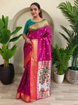 Intricate Hot Pink Paithani Silk Festival Wear Saree With Blouse