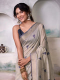 Elegant Off White Weaving Cotton Daily Wear Saree With Blouse
