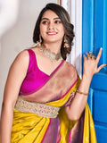 Fetching Yellow Weaving Paithani Silk Haldi Wear Saree With Blouse