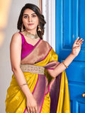 Fetching Yellow Weaving Paithani Silk Haldi Wear Saree With Blouse