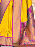 Fetching Yellow Weaving Paithani Silk Haldi Wear Saree With Blouse