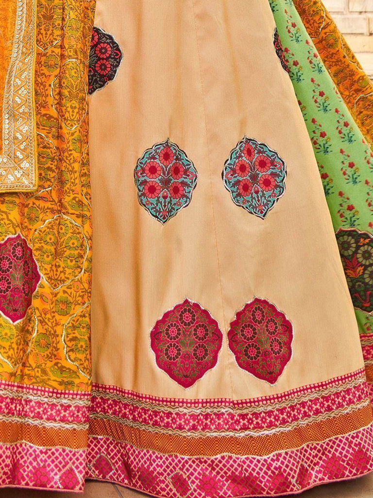 Fascinating Multi-Color Digital Printed Silk Lehenga Choli