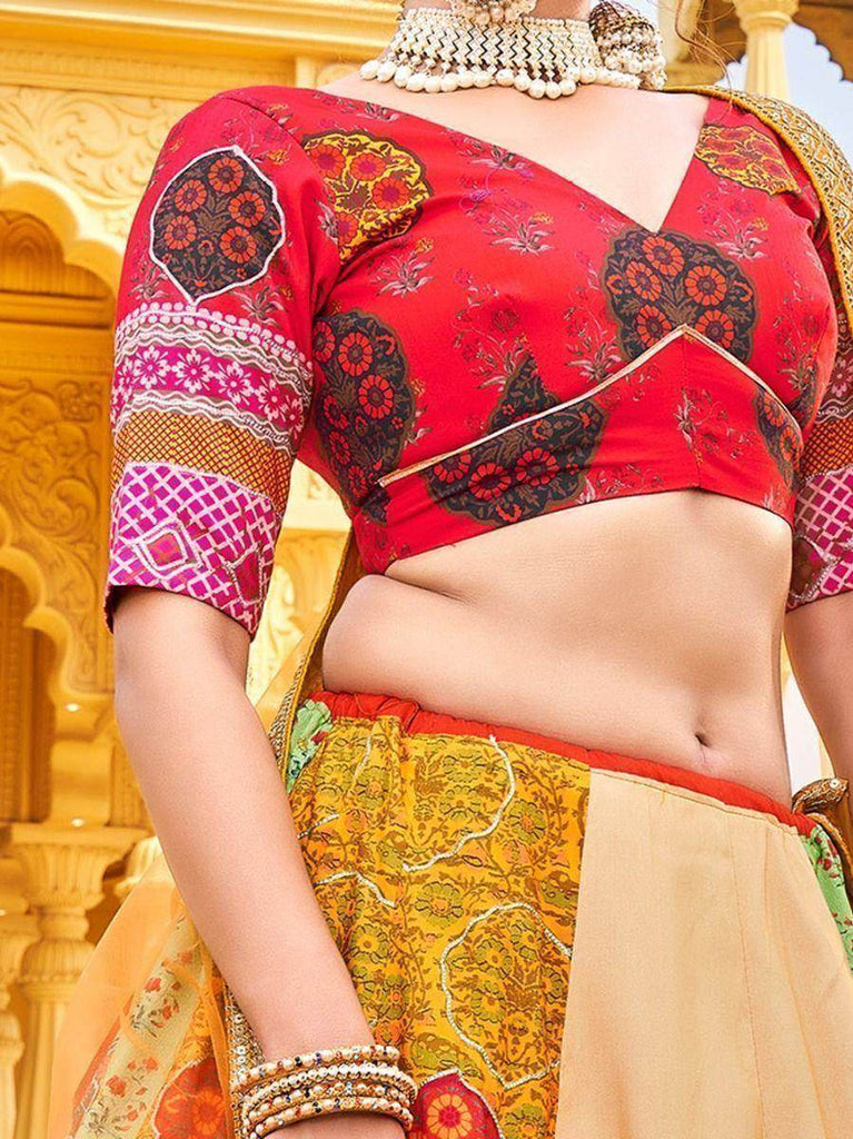 Fascinating Multi-Color Digital Printed Silk Lehenga Choli