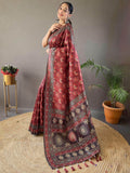 Marvelous Red Digital Printed Silk Function Wear Saree With Blouse