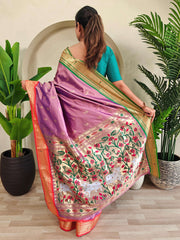 Ravishing Light Pink Pichwai Weaving Office Wear Saree With Blouse